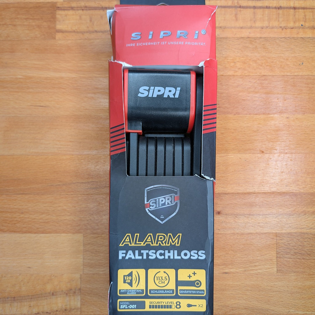 SIPRI® Faltschloss Fahrradschloss mit Alarm 120 dB | Faltbares Fahrradschloss hohe Sicherheit für E-Bike, E-Scooter & Motorrad | 8 mm Stahl, 116 cm, wetterfest, robustes Schloss mit Schlüssel (gebraucht)