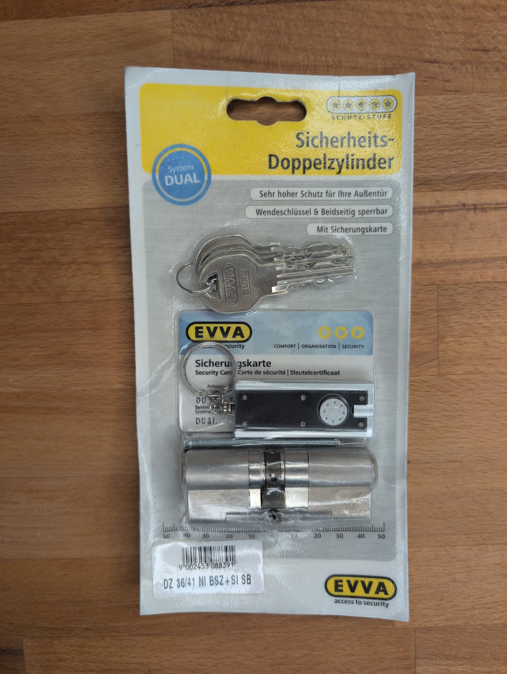 Evva Dual (DS) - Europrofil-Doppelzylinder in 36mm/41mm - Spezialedition mit zusätzlicher Lampe